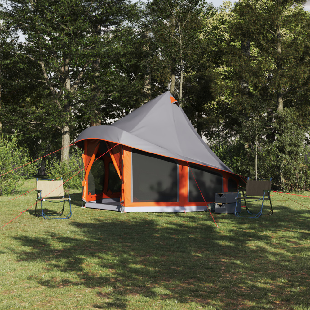 Produktbild för Tipi Tält med tak Grå och orange 404 x 370 x 270 cm taffeta