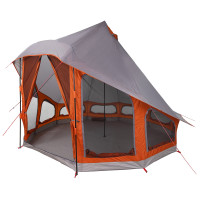 Produktbild för Tipi Tält med tak Grå och orange 404 x 370 x 270 cm taffeta