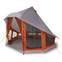 Produktbild för Tipi Tält med tak Grå och orange 404 x 370 x 270 cm taffeta