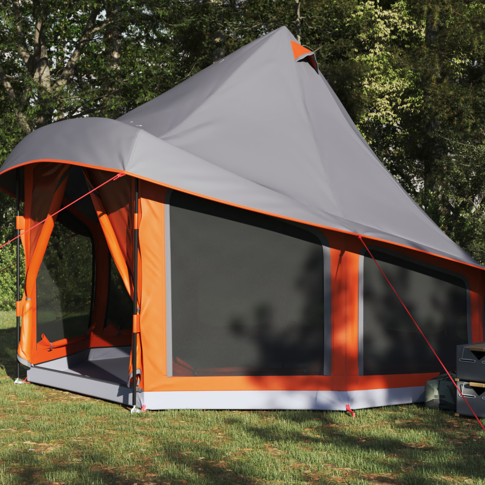 Produktbild för Tipi Tält med tak Grå och orange 404 x 370 x 270 cm taffeta