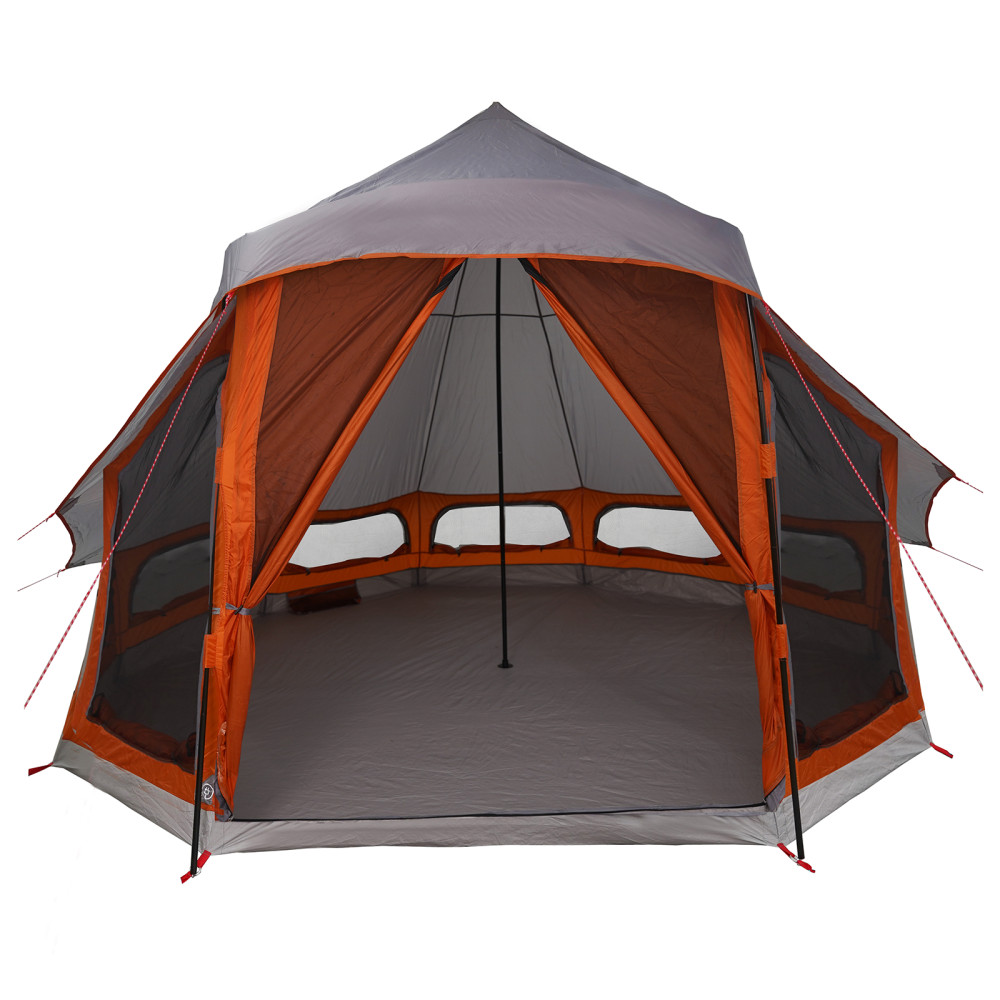 Produktbild för Tipi Tält med tak Grå och orange 404 x 370 x 270 cm taffeta