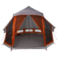 Produktbild för Tipi Tält med tak Grå och orange 404 x 370 x 270 cm taffeta
