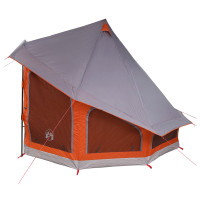 Produktbild för Tipi Tält med tak Grå och orange 404 x 370 x 270 cm taffeta