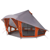 Produktbild för Tipi Tält med tak Grå och orange 508 x 470 x 300 cm taffeta