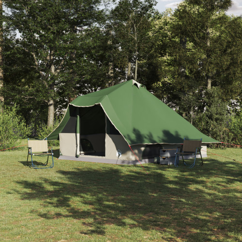vidaXL Tipi Tält med tak med lagring Grön 358 x 296 x 258 cm taffeta