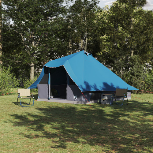 vidaXL Tipi Tält med tak med lagring Blå 358 x 296 x 258 cm taffeta