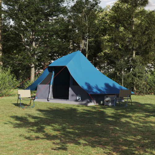 vidaXL Tipi Tält med tak med lagring Blå 364 x 281 x 257 cm taffeta