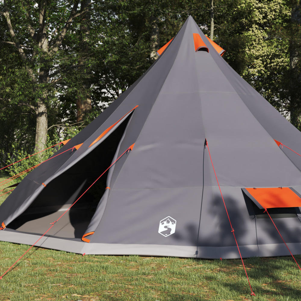 Produktbild för Tipi Tält med tak Grå och orange 560 x 560 x 300 cm taffeta