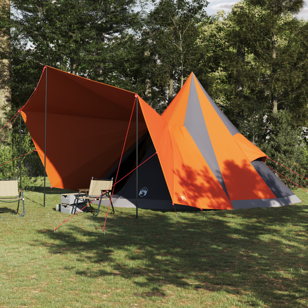 Produktbild för Tipi Tält med tak Grå och orange 510 x 690 x 330 cm taffeta