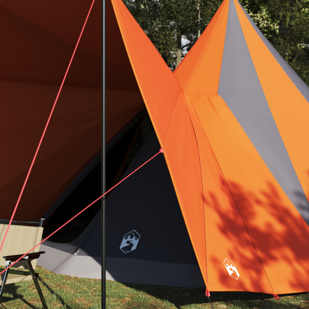 Produktbild för Tipi Tält med tak Grå och orange 510 x 690 x 330 cm taffeta