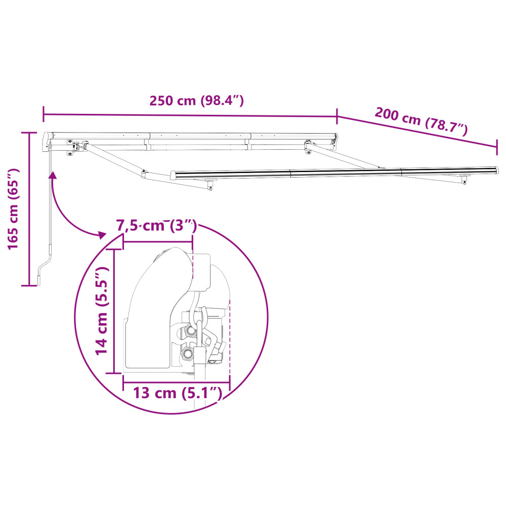 Produktbild för Markisram Antracit 2,5 x 2 m Metall