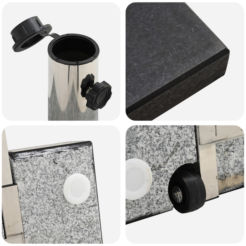 Produktbild för Parasollfot Svart 41 x 41 x 37 cm Granit