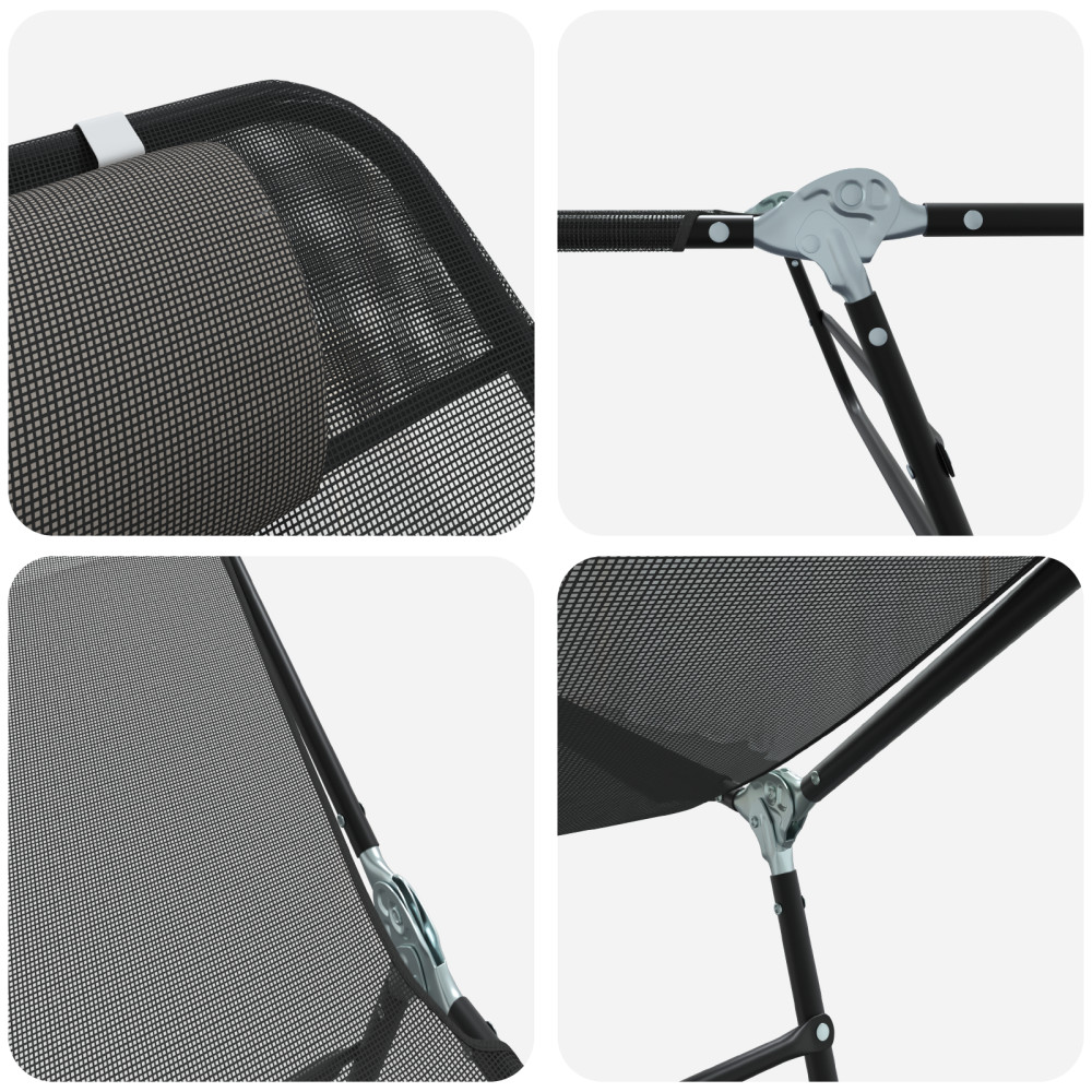Produktbild för Hopfällbar solstol Svart 182 x 55 x 85,5 cm Textilene