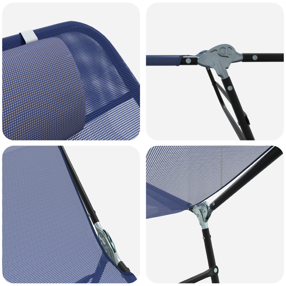 Produktbild för Hopfällbar solstol Mörkblå 182 x 55 x 85,5 cm Textilene