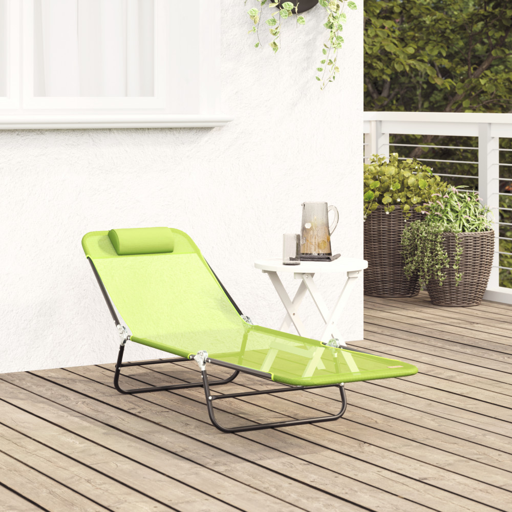 Produktbild för Hopfällbar solstol Grön 182 x 55 x 85,5 cm Textilene