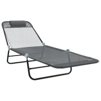 Produktbild för Hopfällbar solstol Grå 182 x 55 x 85,5 cm Textilene