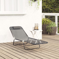 Produktbild för Hopfällbar solstol Grå 182 x 55 x 85,5 cm Textilene