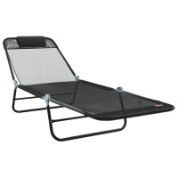 Produktbild för Hopfällbar solstol 2 pcs Svart 182 x 55 x 85,5 cm Textilene