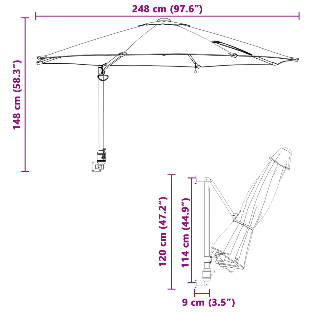 Produktbild för Trädgårdsparasol Antracit 248 x 248 x 148 cm Polyester och Stål