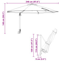Produktbild för Trädgårdsparasol Antracit 248 x 248 x 148 cm Polyester och Stål
