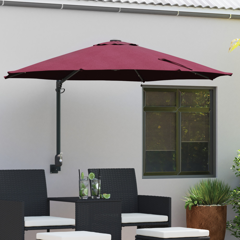 Produktbild för Trädgårdsparasol Bordeaux Röd 248 x 248 x 148 cm