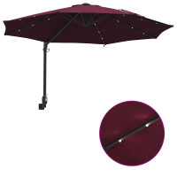 Produktbild för Trädgårdsparasol Bordeaux Röd 248 x 248 x 148 cm