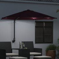 Produktbild för Trädgårdsparasol Bordeaux Röd 248 x 248 x 148 cm