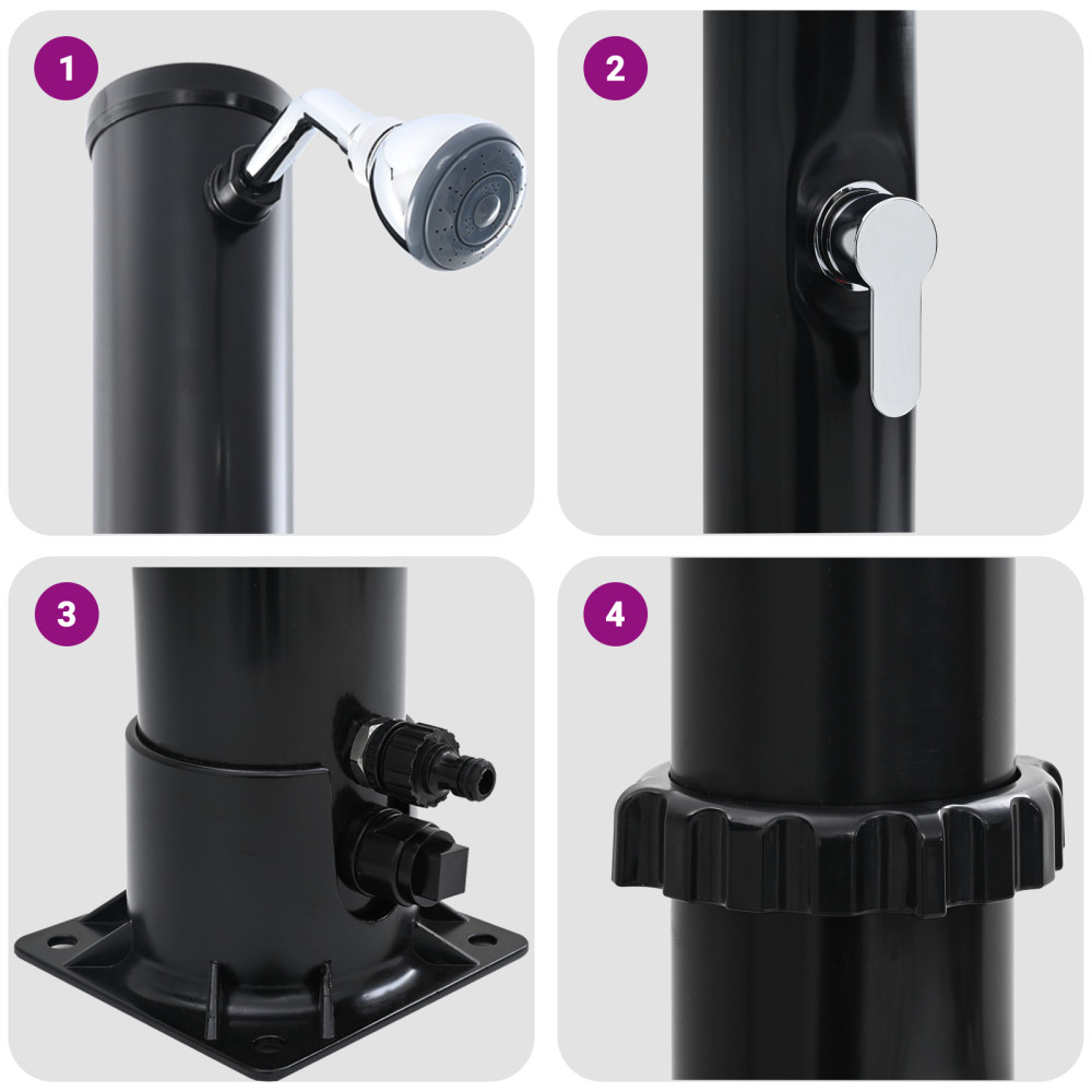 Produktbild för Utomhus Solardusch Svart 217 cm PVC och Aluminium