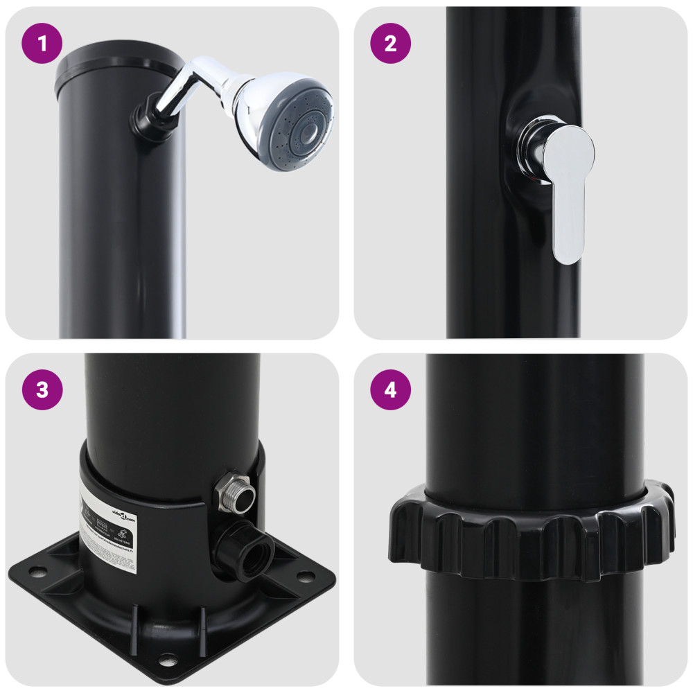 Produktbild för Utomhus Solardusch Svart 217 cm PVC och Aluminium