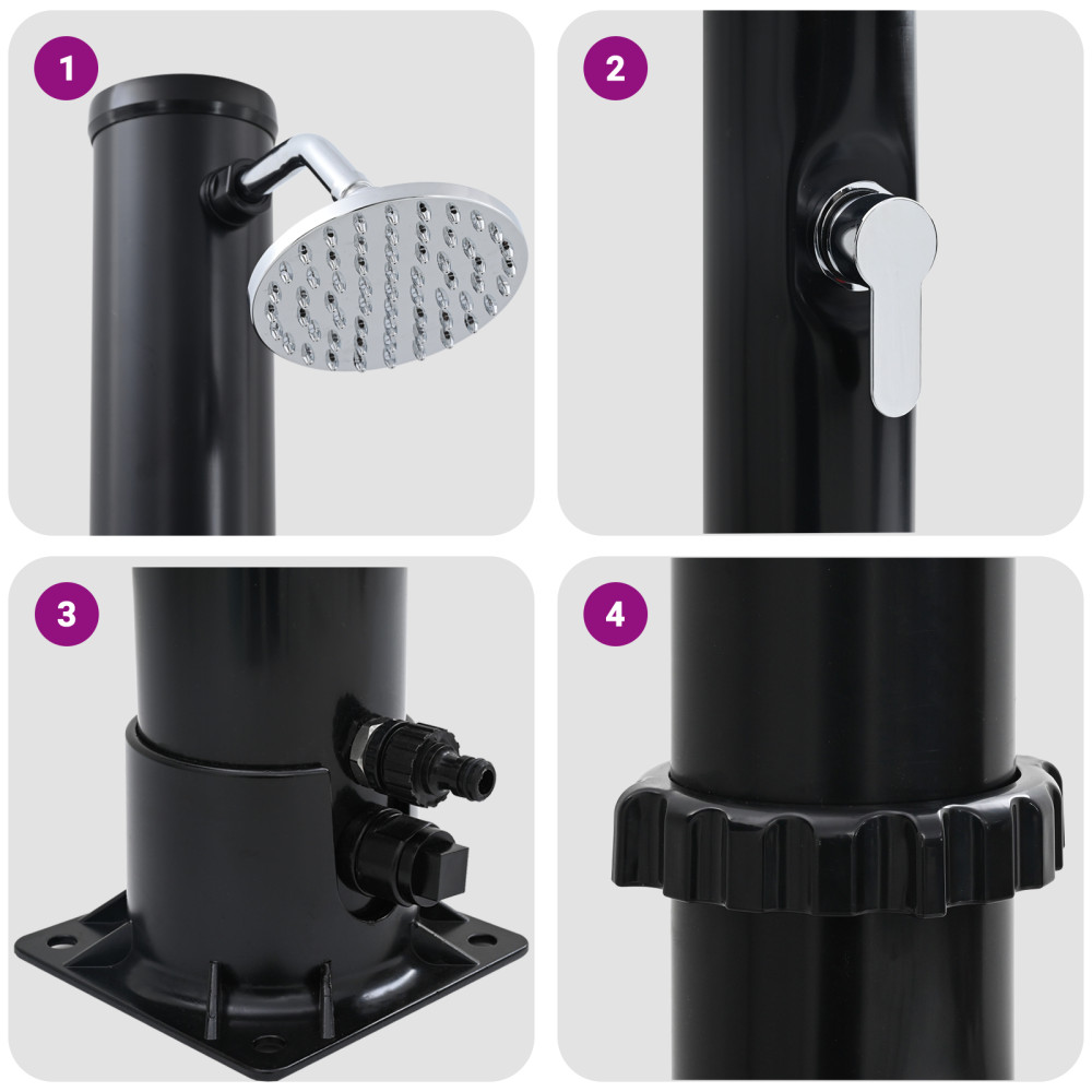 Produktbild för Utomhus Solardusch Svart 217 cm PVC och Aluminium