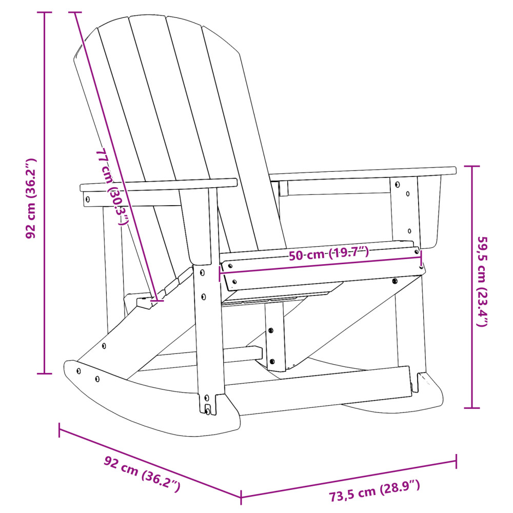 Produktbild för Adirondack Gungstol Mörkblå 92 x 73,5 x 92 cm HDPE