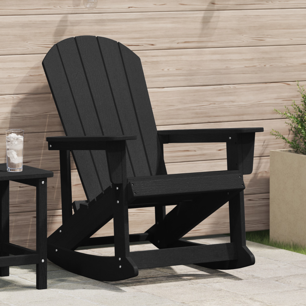 Produktbild för Adirondack Gungstol Svart 92 x 73,5 x 92 cm HDPE