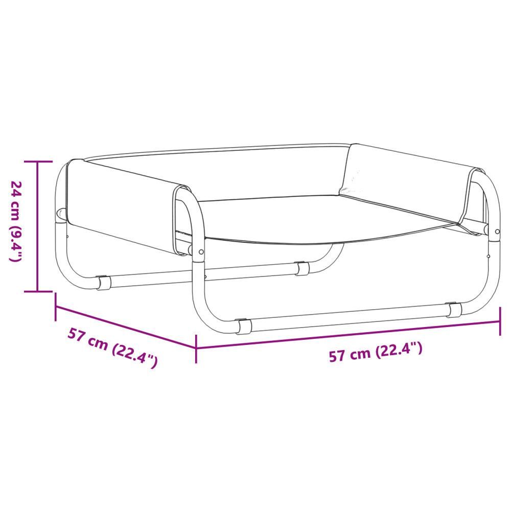 Produktbild för Hundsäng Ljusgrå 57 x 57 x 24 cm Stål