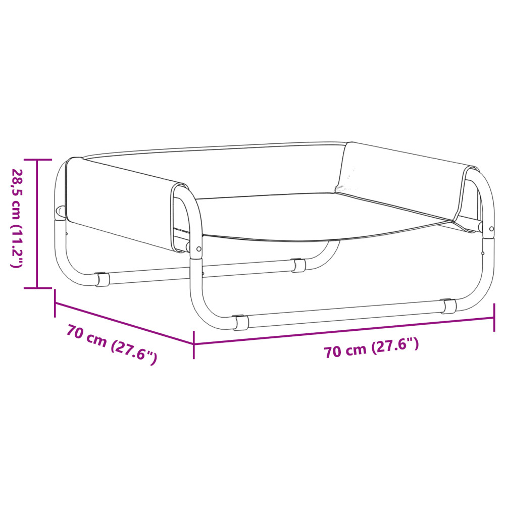 Produktbild för Hundsäng Ljusgrå 70 x 70 x 28,5 cm Stål
