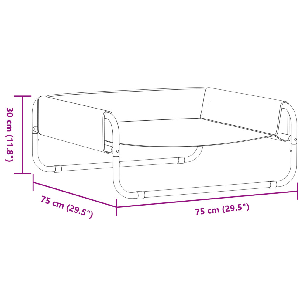 Produktbild för Hundsäng Ljusgrå 75 x 75 x 30 cm Stål
