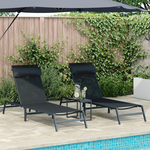 vidaXL Solstolar 2-person 3 pcs Svart och Anthracit Stål