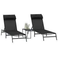 Produktbild för Solstolar 2-person 3 pcs Svart och Anthracit Stål