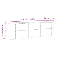 Produktbild för Höjd bädd Brun 320 x 80 x 81 cm Stål