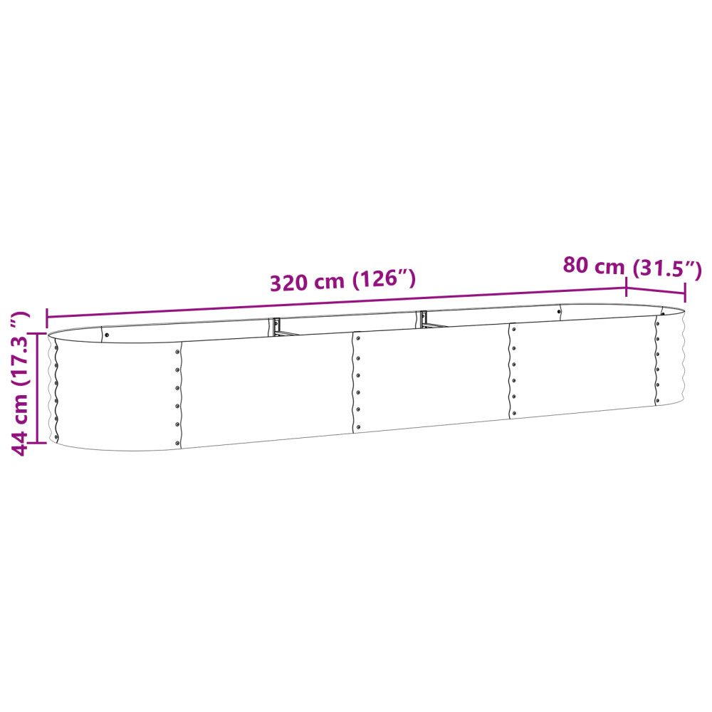 Produktbild för Höjd bädd Brun 320 x 80 x 44 cm Stål