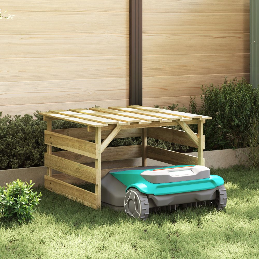 Produktbild för Gräsklippare Garage Brun 84 x 80 x 56 cm Impregnerad furu