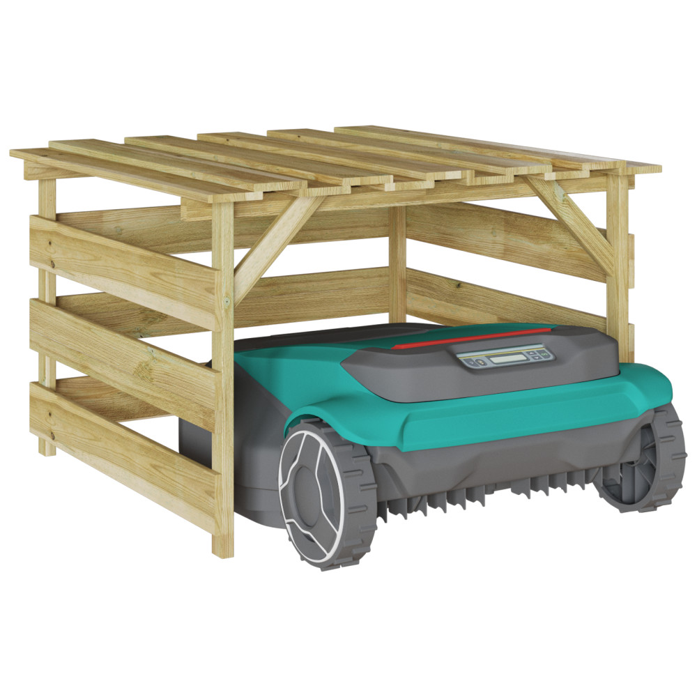 Produktbild för Gräsklippare Garage Brun 84 x 80 x 56 cm Impregnerad furu