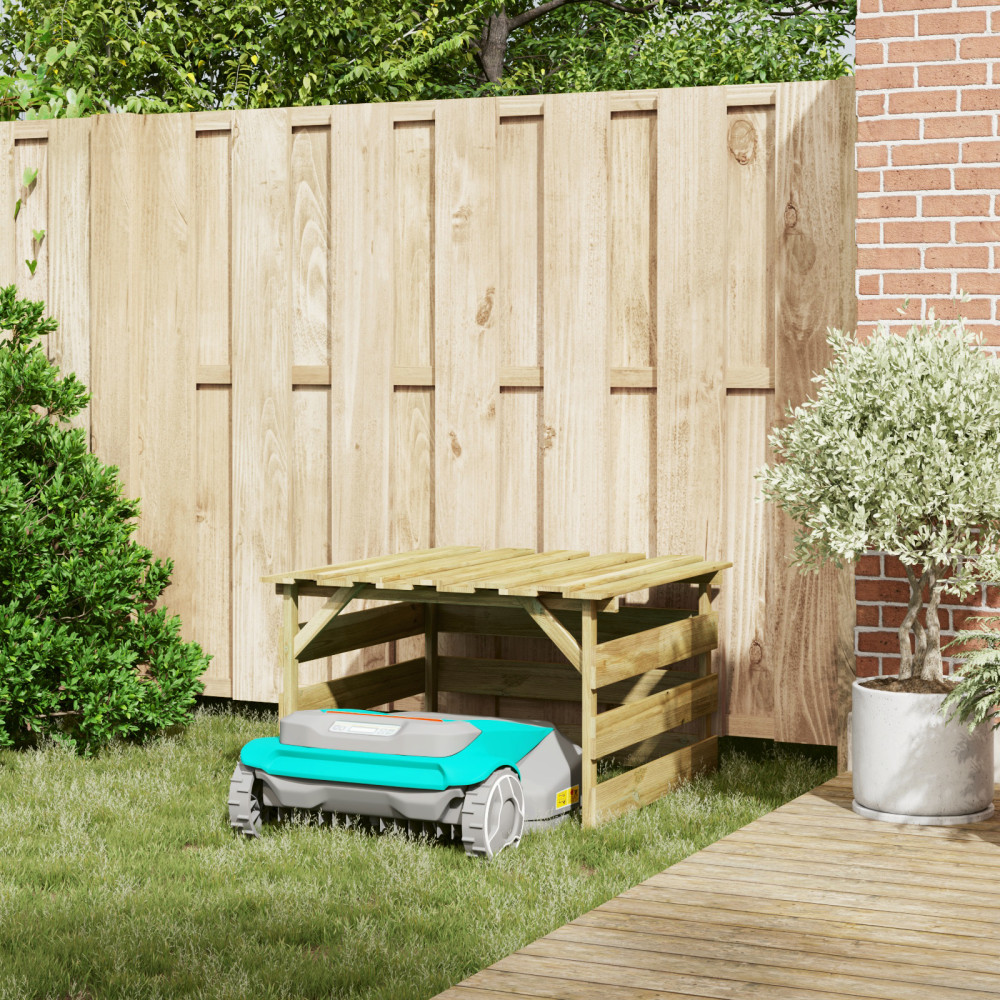 Produktbild för Gräsklippare Garage Brun 84 x 80 x 56 cm Impregnerad furu
