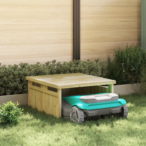 vidaXL Gräsklippare Garage Brun 73.5 x 81.5 x 38.5 cm Impregnerad furu