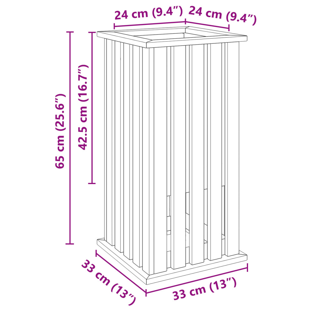Produktbild för Plantlådor Brun 33 x 33 x 65 cm Impregnerat furuträ