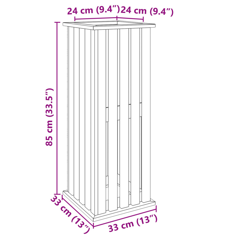 Produktbild för Plantlådor Brun 33 x 33 x 85 cm Impregnerat furuträ