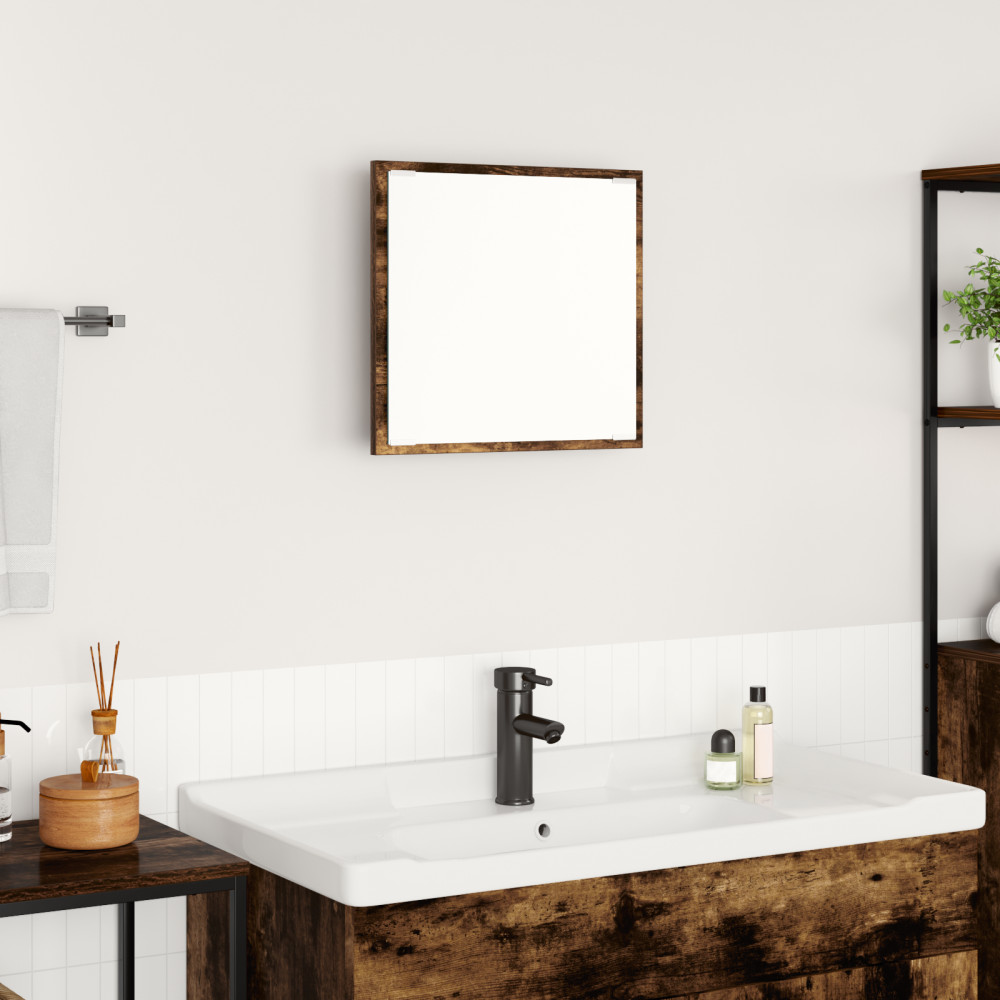 Produktbild för LED Badrumsspegel Rökt ek 40 x 37 x 8.5 cm Konstruerat trä