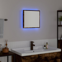 Produktbild för LED Badrumsspegel Rökt ek 40 x 37 x 8.5 cm Konstruerat trä