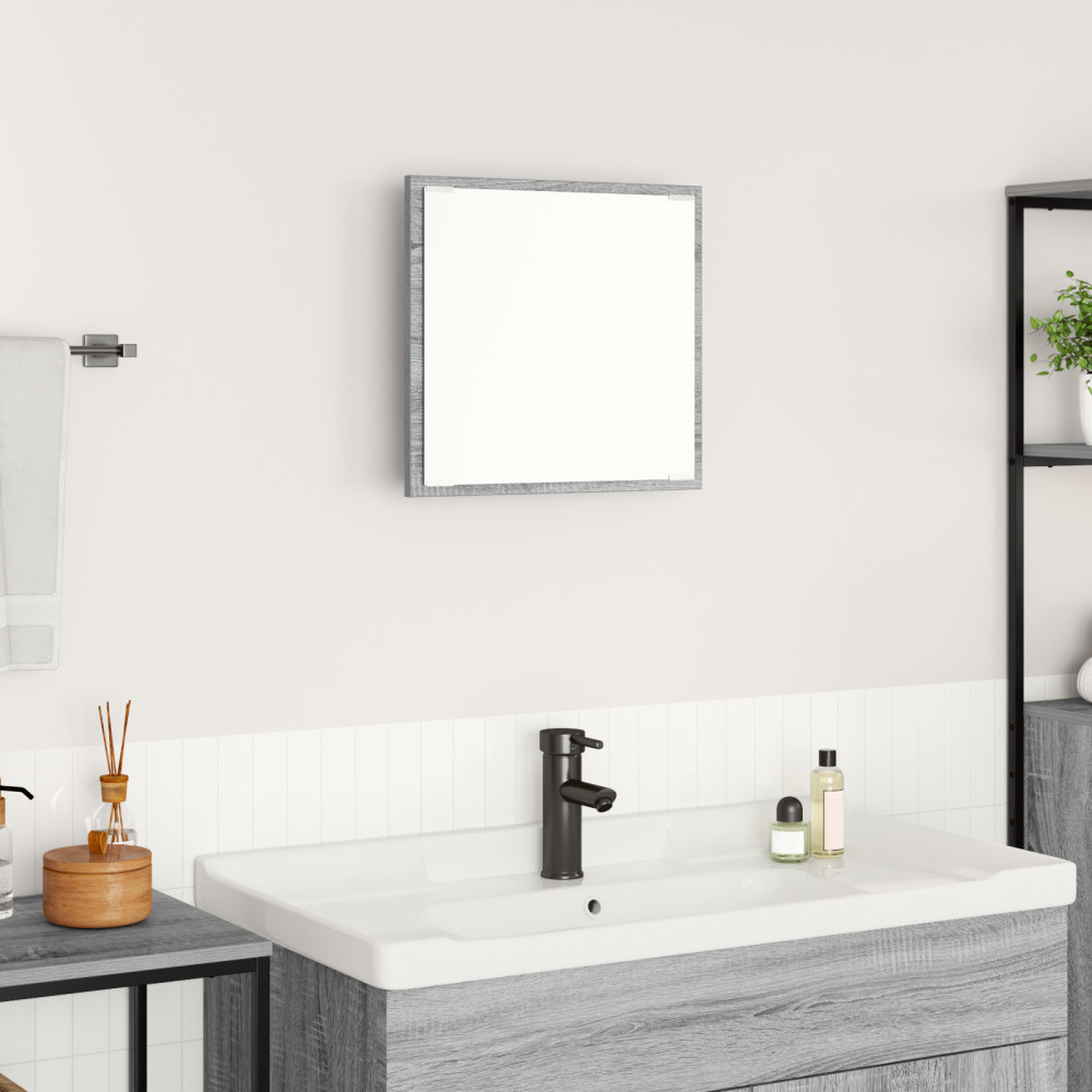 Produktbild för LED Badrumsspegel Grå Sonoma 40 x 37 x 8.5 cm Konstruerat trä