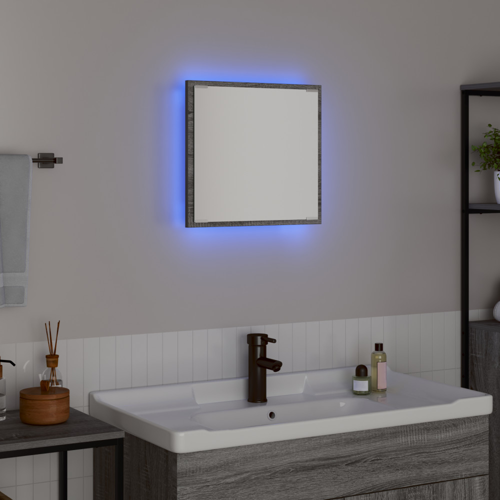 Produktbild för LED Badrumsspegel Grå Sonoma 40 x 37 x 8.5 cm Konstruerat trä