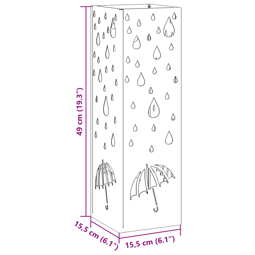 Produktbild för Regn Paraplyställ med lagring Vit 15,5 x 15,5 x 49 cm Stål